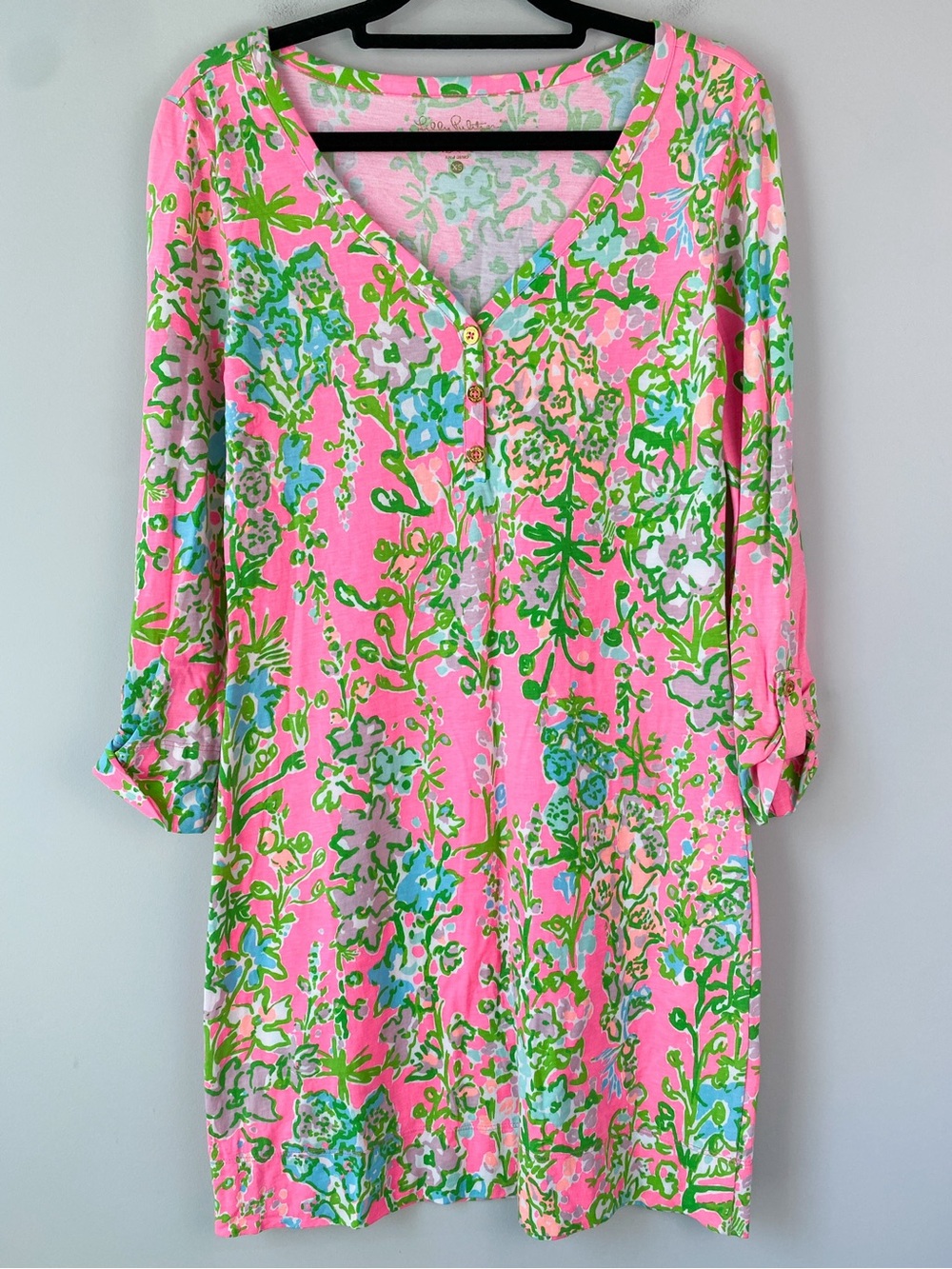 Lilly Pulitzer Womens Palmetto Dress XS Pink Green Southern Charm Floral Pima